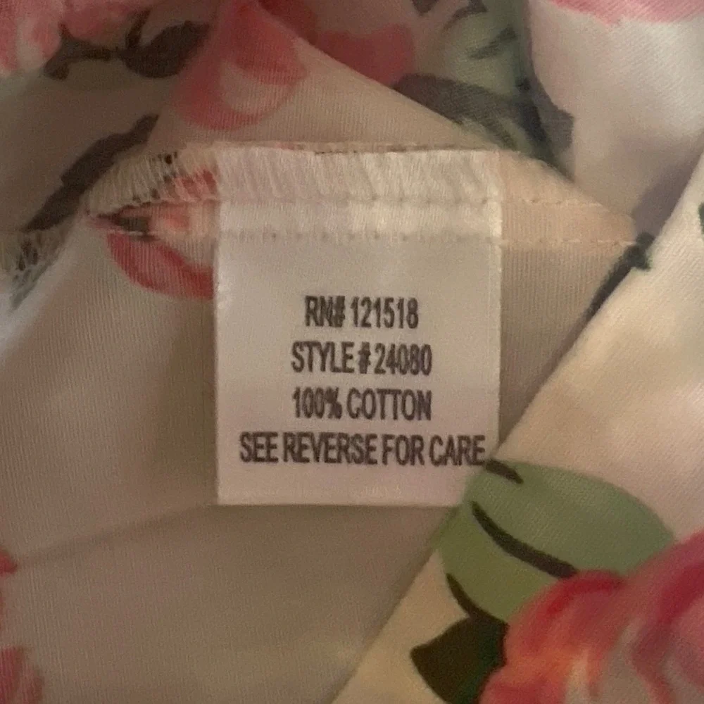 National Floral Snap Front House Dress Duster Lounger Pink Roses Robe Cotton 3X